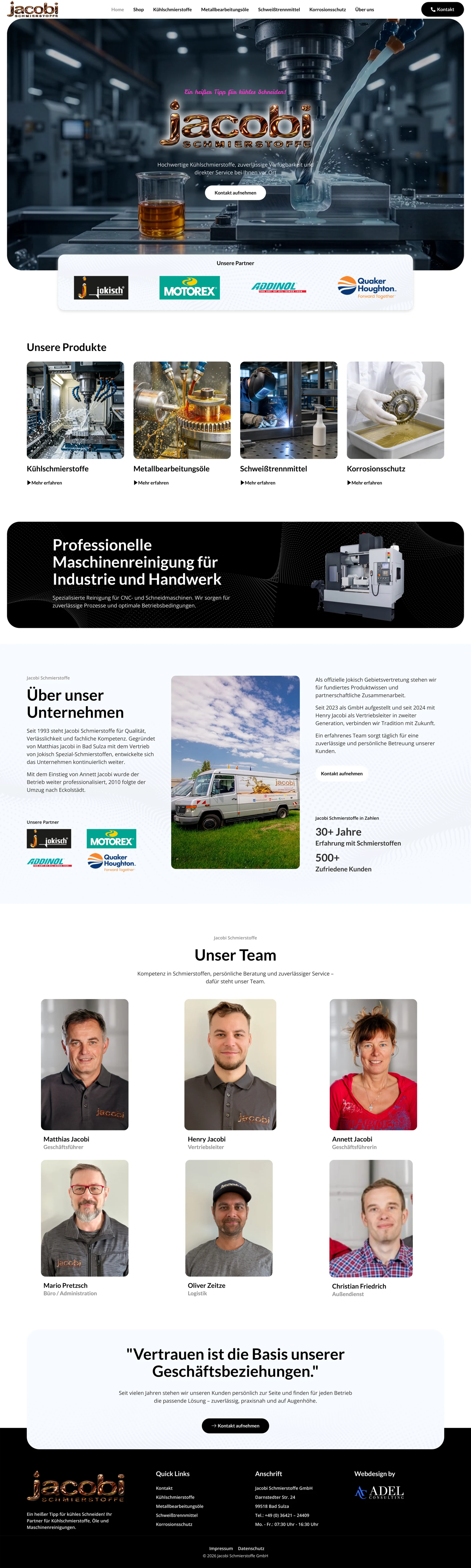 Jacobi Schmierstoffe GmbH – Unternehmenswebsite